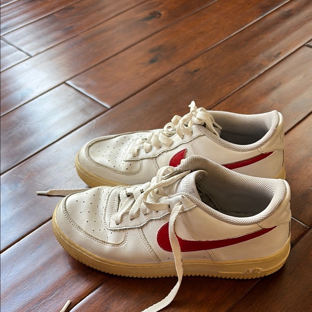 Nike Air Force 1.  7youth white and Red Sneakers